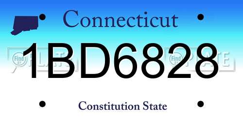 1BD6828 Connecticut License Plate