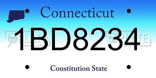 1BD8234 Connecticut License Plate