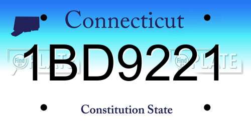 1BD9221 Connecticut License Plate