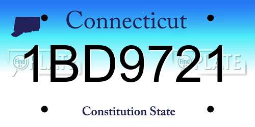 1BD9721 Connecticut License Plate