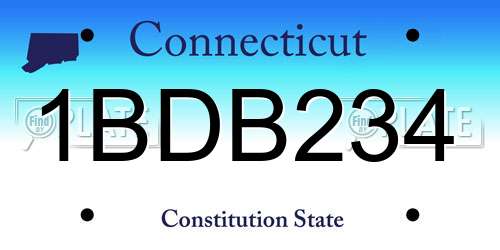 1BDB234 Connecticut License Plate