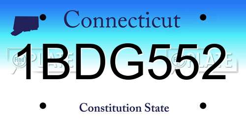 1BDG552 Connecticut License Plate