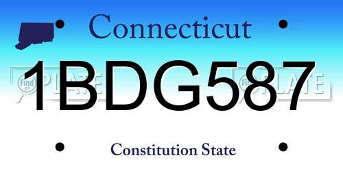 1BDG587 Connecticut License Plate