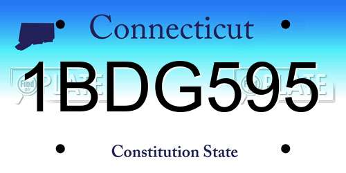 1BDG595 Connecticut License Plate