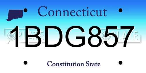 1BDG857 Connecticut License Plate