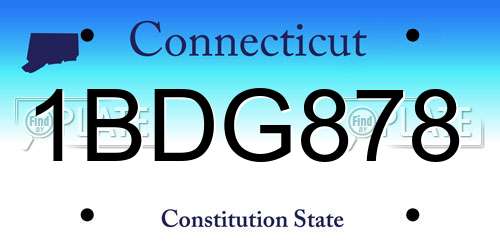 1BDG878 Connecticut License Plate