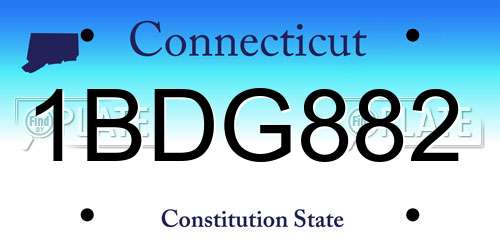 1BDG882 Connecticut License Plate