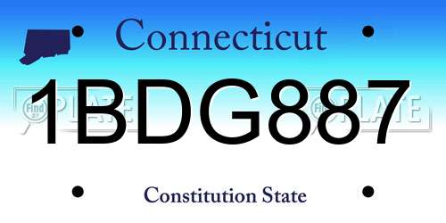 1BDG887 Connecticut License Plate