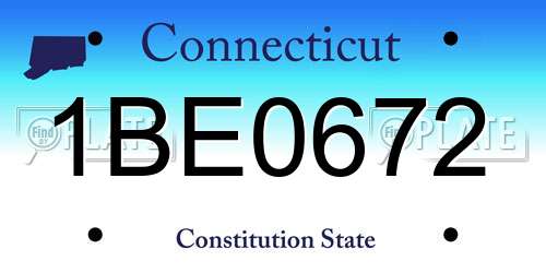 1BE0672 Connecticut License Plate