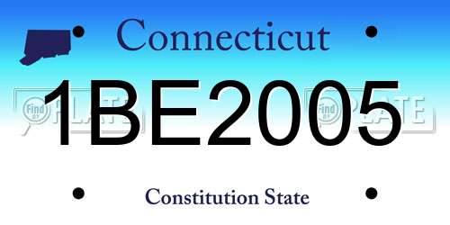1BE2005 Connecticut License Plate