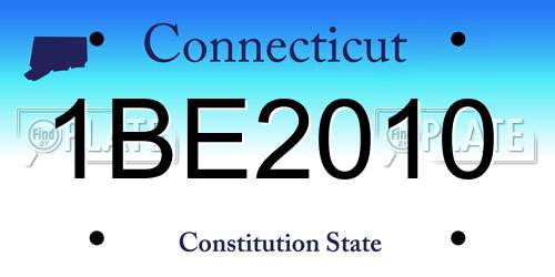 1BE2010 Connecticut License Plate
