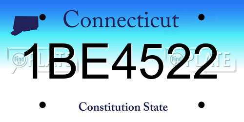 1BE4522 Connecticut License Plate