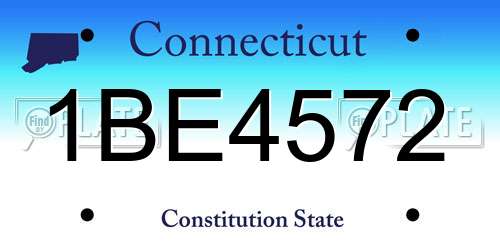 1BE4572 Connecticut License Plate
