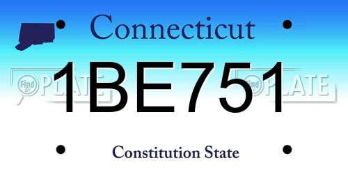 1BE751 Connecticut License Plate