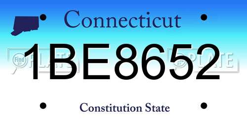 1BE8652 Connecticut License Plate
