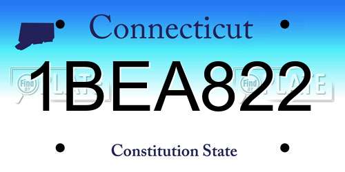 1BEA822 Connecticut License Plate