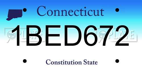 1BED672 Connecticut License Plate
