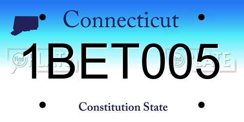 1BET005 Connecticut License Plate