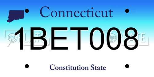 1BET008 Connecticut License Plate