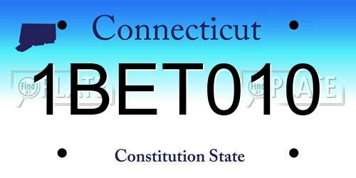 1BET010 Connecticut License Plate