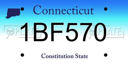 1BF570 Connecticut License Plate