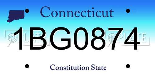 1BG0874 Connecticut License Plate