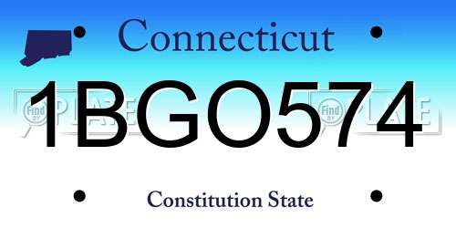 1BGO574 Connecticut License Plate