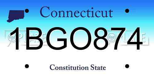 1BGO874 Connecticut License Plate