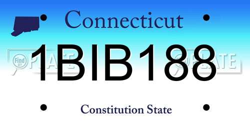 1BIB188 Connecticut License Plate