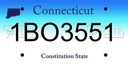 1BO3551 Connecticut License Plate