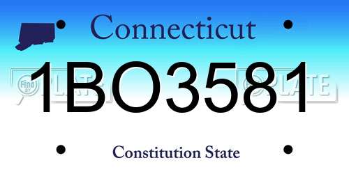 1BO3581 Connecticut License Plate