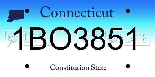 1BO3851 Connecticut License Plate