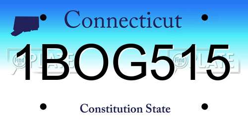 1BOG515 Connecticut License Plate