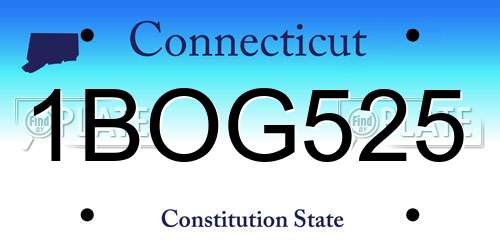 1BOG525 Connecticut License Plate