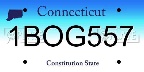 1BOG557 Connecticut License Plate