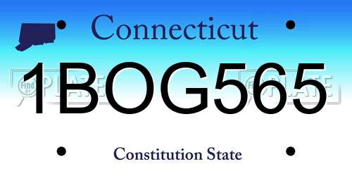 1BOG565 Connecticut License Plate