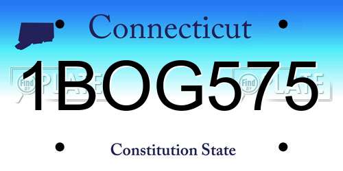 1BOG575 Connecticut License Plate