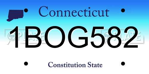 1BOG582 Connecticut License Plate