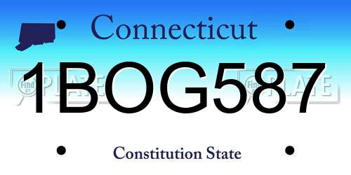 1BOG587 Connecticut License Plate