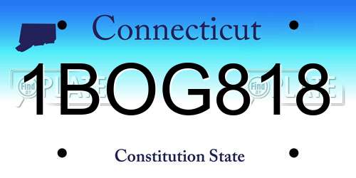 1BOG818 Connecticut License Plate