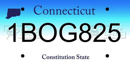 1BOG825 Connecticut License Plate