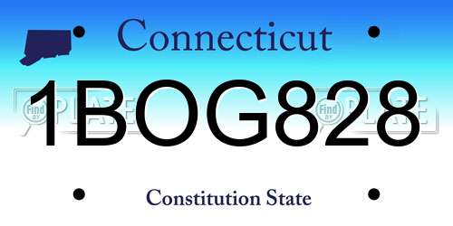 1BOG828 Connecticut License Plate