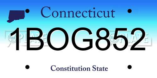 1BOG852 Connecticut License Plate