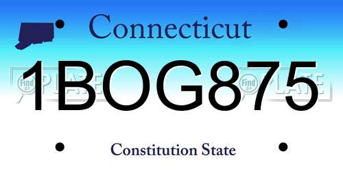 1BOG875 Connecticut License Plate