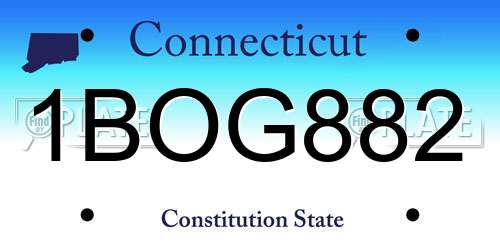 1BOG882 Connecticut License Plate