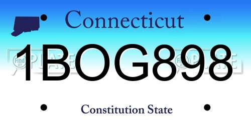 1BOG898 Connecticut License Plate