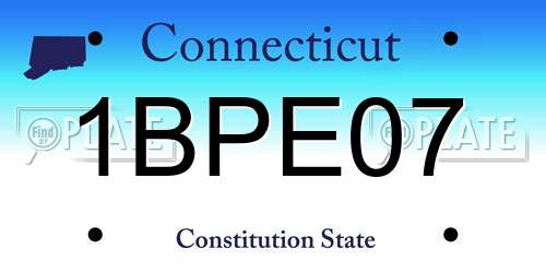 1BPE07 Connecticut License Plate