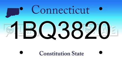 1BQ3820 Connecticut License Plate