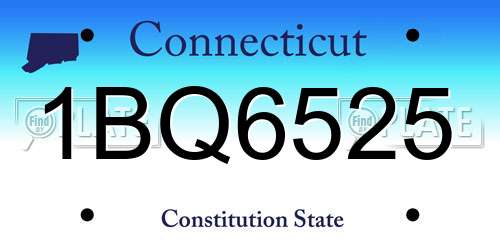 1BQ6525 Connecticut License Plate