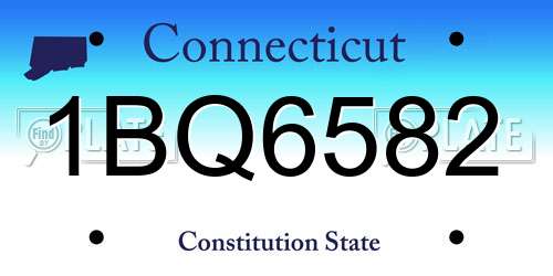 1BQ6582 Connecticut License Plate